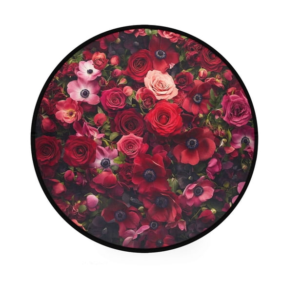 BZSMCE Round Decorative Floor Mat Petal Palette Pattern 36.2IN