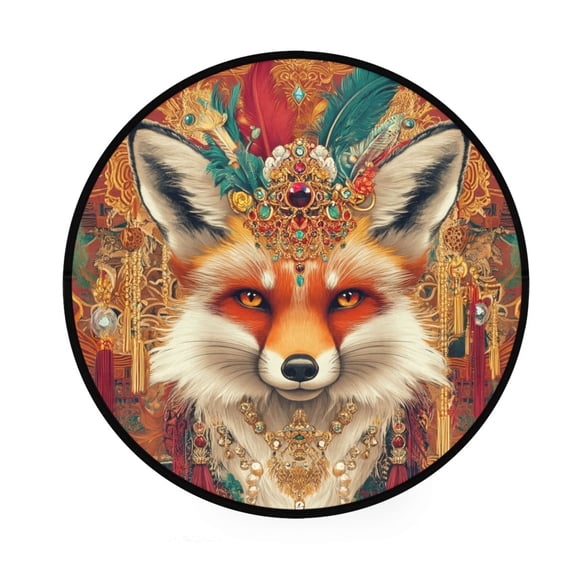 BZSMCE Round Decorative Floor Mat Regal Fox Pattern 36.2IN