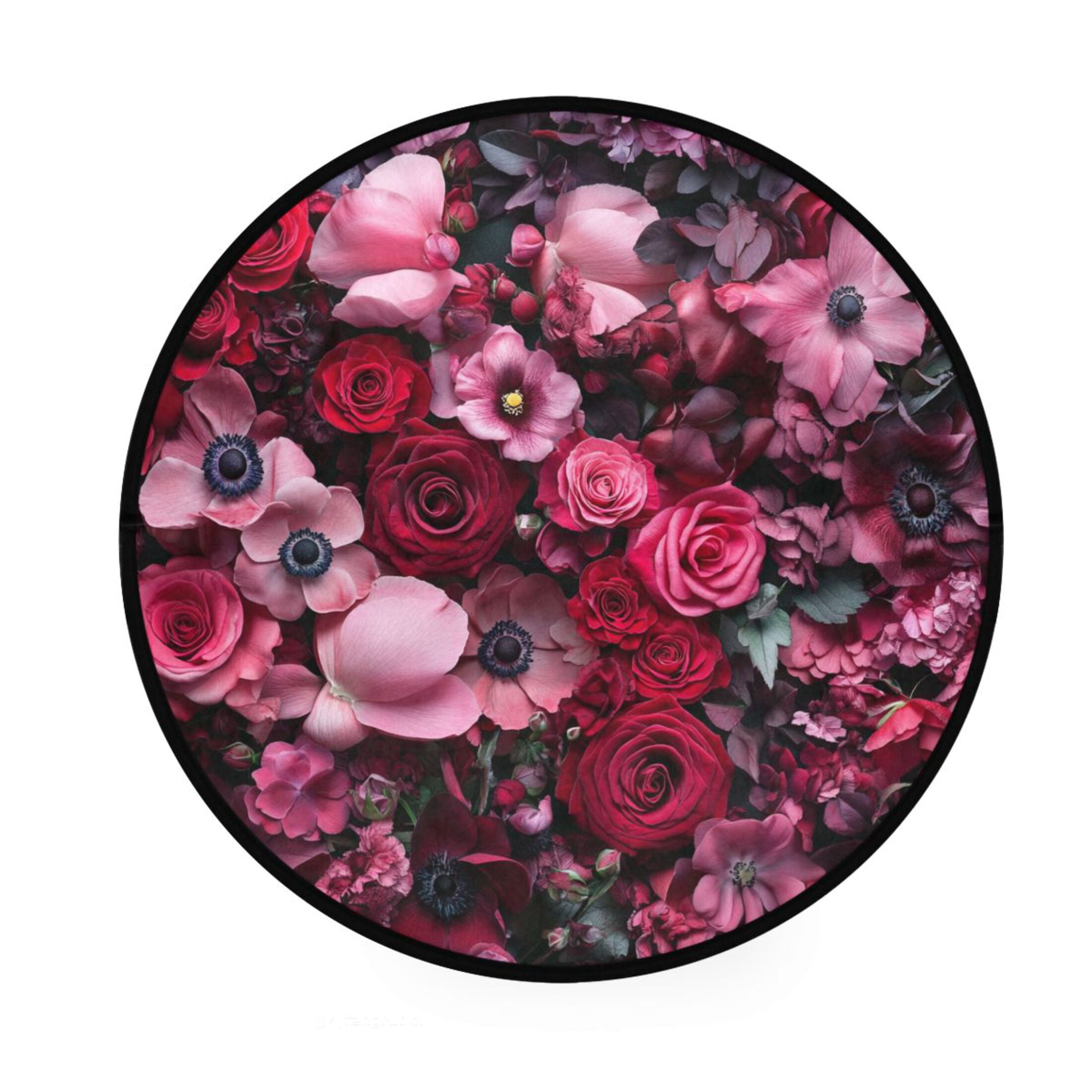 BZSMCE Round Decorative Floor Mat Rose Garden Serenade Pattern 36.2IN ...