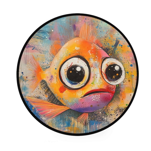 BZSMCE Round Decorative Floor Mat Sad Gills Pattern 36.2IN