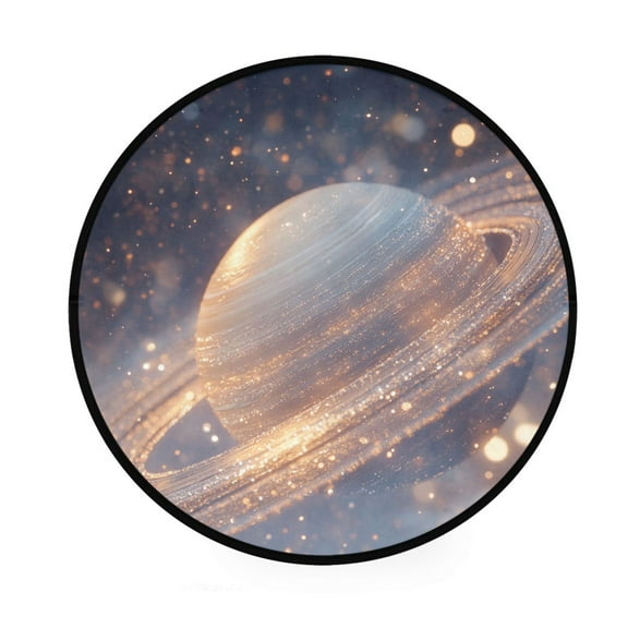 BZSMCE Round Decorative Floor Mat Saturn's Glow Pattern 36.2IN