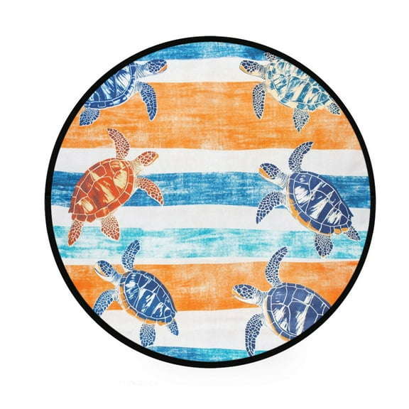 BZSMCE Round Decorative Floor Mat Sea Turtles in Motion Pattern 36.2IN
