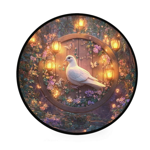 BZSMCE Round Decorative Floor Mat Serene Songbird Pattern 36.2IN