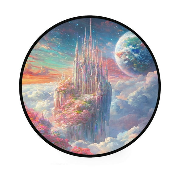 BZSMCE Round Decorative Floor Mat Shimmering Sanctuary Pattern 36.2IN