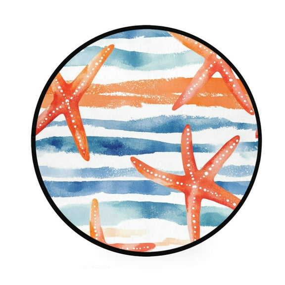 BZSMCE Round Decorative Floor Mat Starfish Serenade Pattern 36.2IN