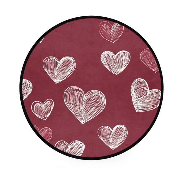 BZSMCE Round Decorative Floor Mat Timeless Love Sketches Pattern 36.2IN