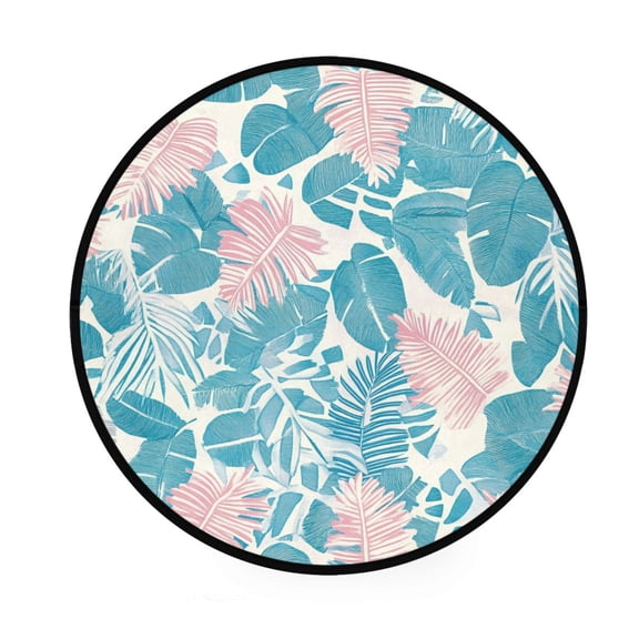 BZSMCE Round Decorative Floor Mat Tropical Whispers Pattern 36.2IN