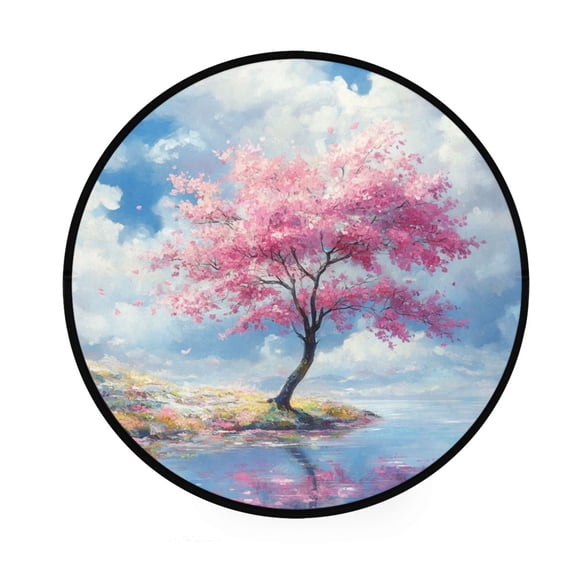 BZSMCE Round Decorative Floor Mat Whispers Of Spring Pattern 36.2IN