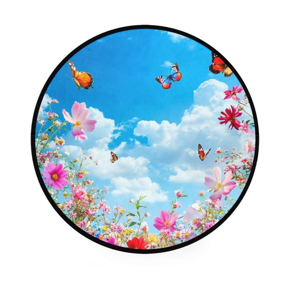 BZSMCE Round Decorative Floor Mat Whispers Of Spring Pattern 36.2IN