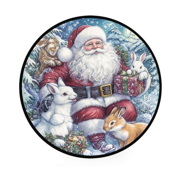 BZSMCE Round Decorative Floor Mat Winter Whimsy Pattern 36.2IN