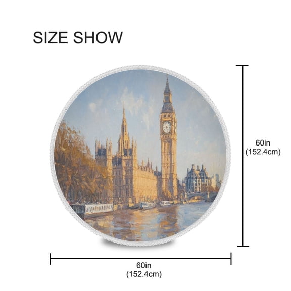 YAZAOO Round Tablecloth Autumn View Of Big Ben Pattern Pattern Tableclothes
