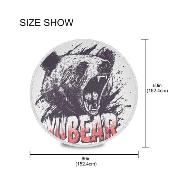 BZSMCE Round Tablecloth Black Wild Bear Pattern Tableclothes
