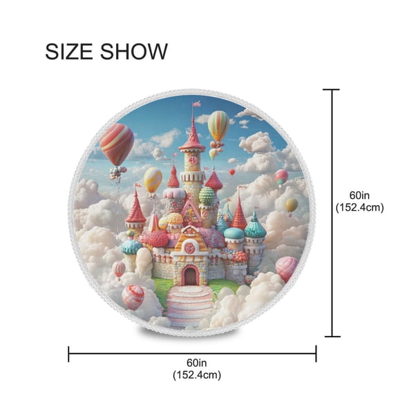 BZSMCE Round Tablecloth Candy Castle Pattern Tableclothes