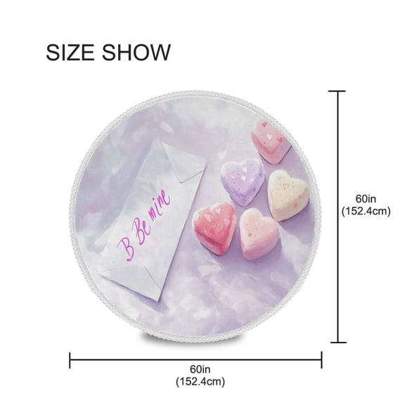 BZSMCE Round Tablecloth Candy Conversation Hearts Pattern Tableclothes
