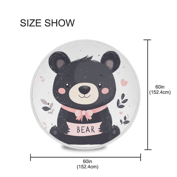 BZSMCE Round Tablecloth Cartoon Black Bear Pattern Pattern Tableclothes
