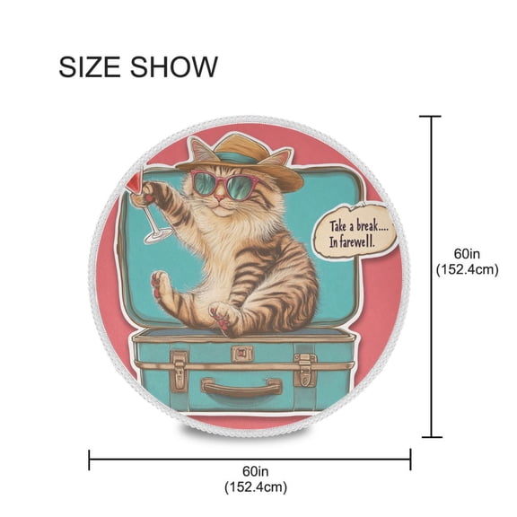 BZSMCE Round Tablecloth Cat Site Box Pattern Tableclothes