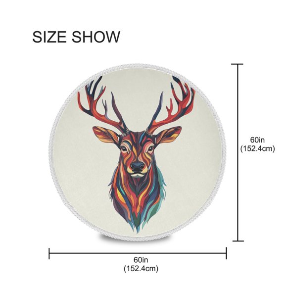 YAZAOO Round Tablecloth Colorfull Deer Pattern Pattern Tableclothes