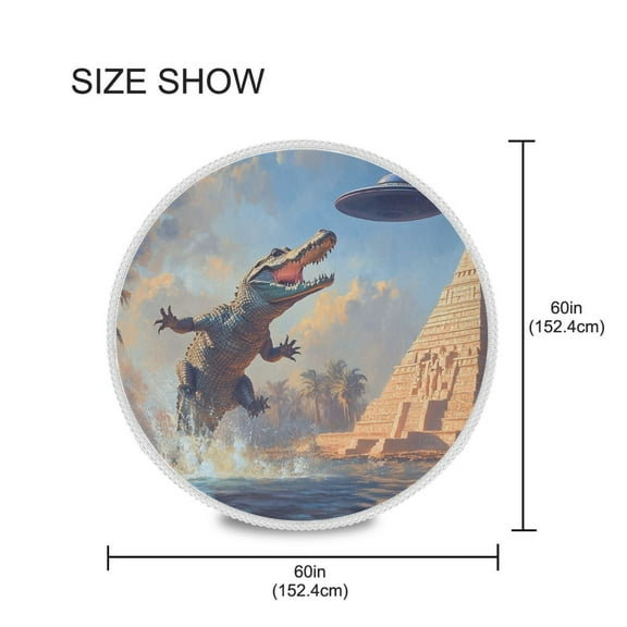 BZSMCE Round Tablecloth Crocodile Jumped Print Pattern Tableclothes