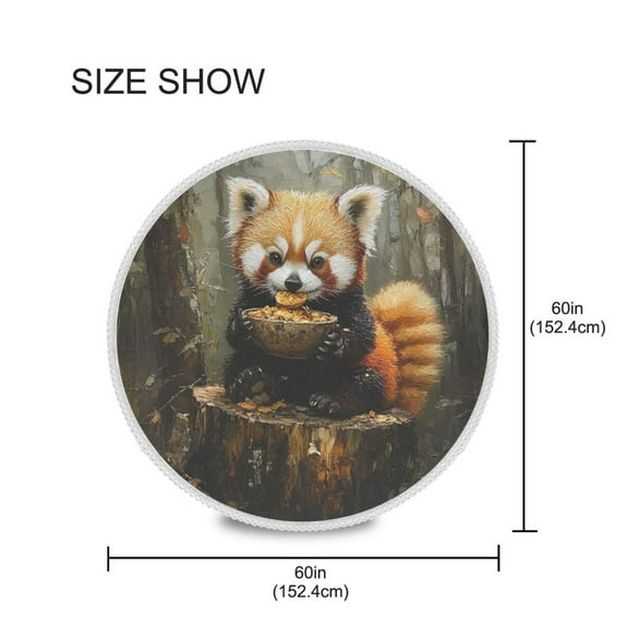 YAZAOO Round Tablecloth Cut Panda Eat Fruit Pattern Tableclothes
