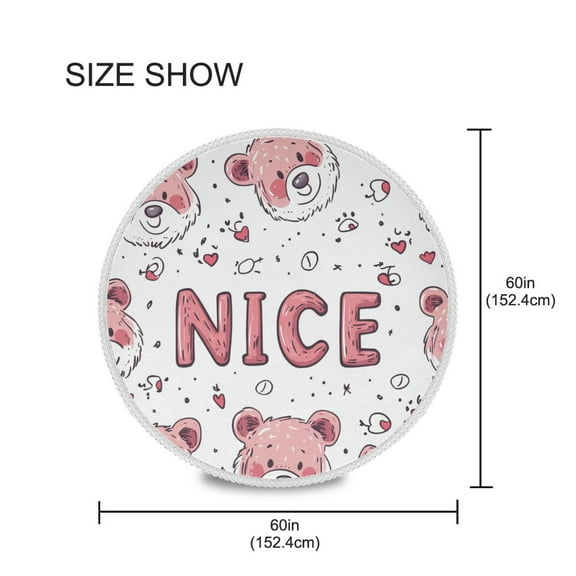BZSMCE Round Tablecloth Cute Bear Stylized Pattern Pattern Tableclothes