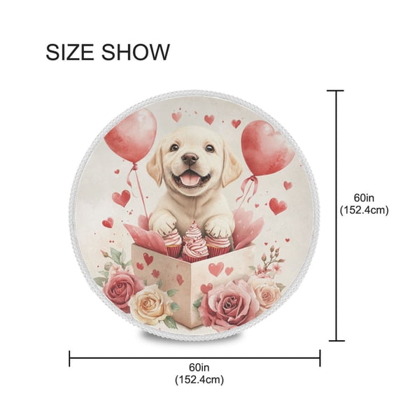 BZSMCE Round Tablecloth Cute Labrador Baby Pattern Tableclothes