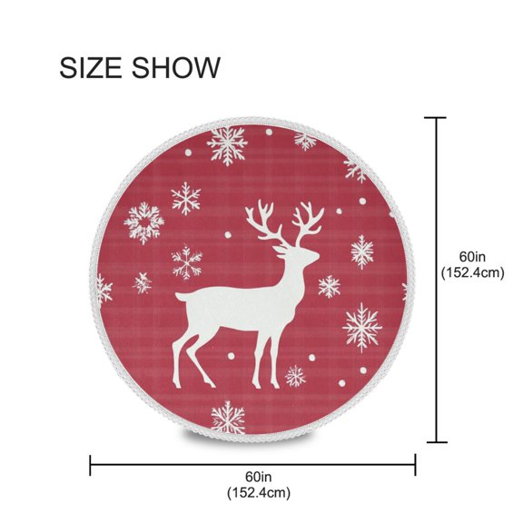 BZSMCE Round Tablecloth Deer Sonwflake Pattern Tableclothes
