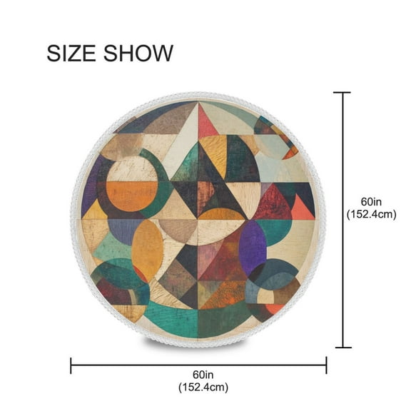 BZSMCE Round Tablecloth Design Circles and Triangles Pattern Pattern Tableclothes