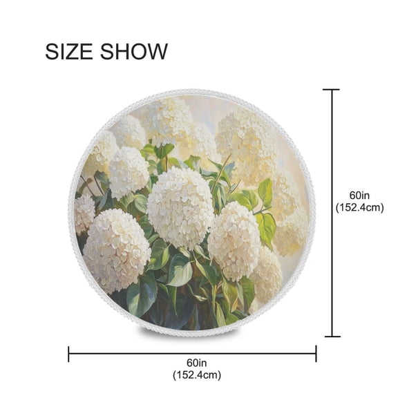BZSMCE Round Tablecloth Design White Hydrangea Bush Painting Pattern Tableclothes