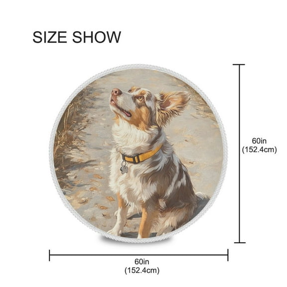 YAZAOO Round Tablecloth Dog Travel in Golden Field Pattern Tableclothes