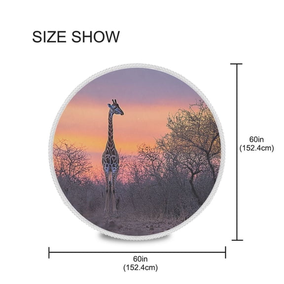 BZSMCE Round Tablecloth Giraffe Walk in The Forest Pattern Tableclothes