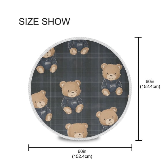 BZSMCE Round Tablecloth Hoodie Bears Pattern Pattern Tableclothes