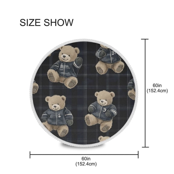 BZSMCE Round Tablecloth Hoodie Bears Plainting Pattern Tableclothes