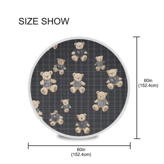 BZSMCE Round Tablecloth Hoodie Bears Printing Pattern Tableclothes