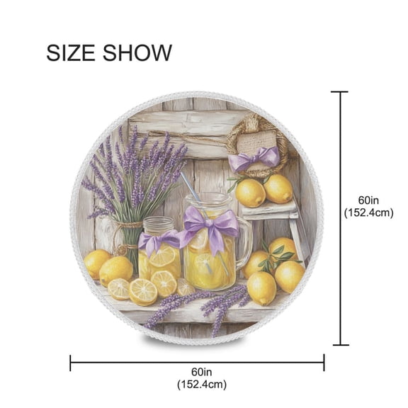 BZSMCE Round Tablecloth Illustration Of Lemons Pattern Tableclothes