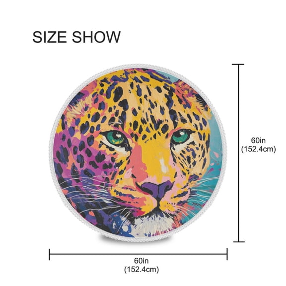 BZSMCE Round Tablecloth Leopard Colorful Print Pattern Tableclothes