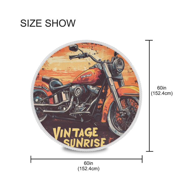 BZSMCE Round Tablecloth Motorcycle Pattern Pattern Tableclothes