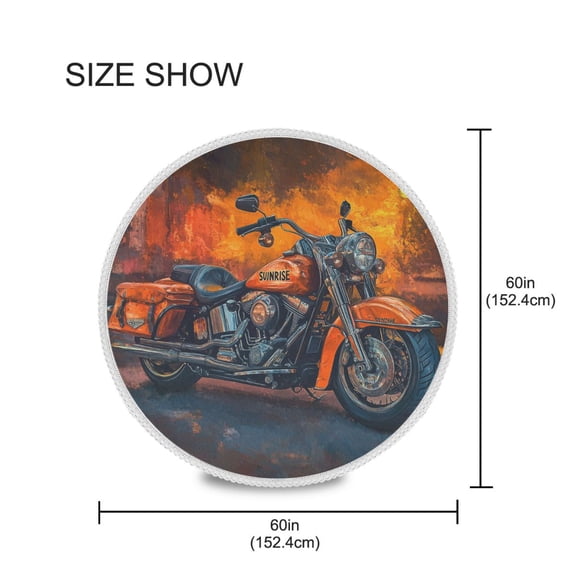 BZSMCE Round Tablecloth Motorcycle Printing Pattern Tableclothes