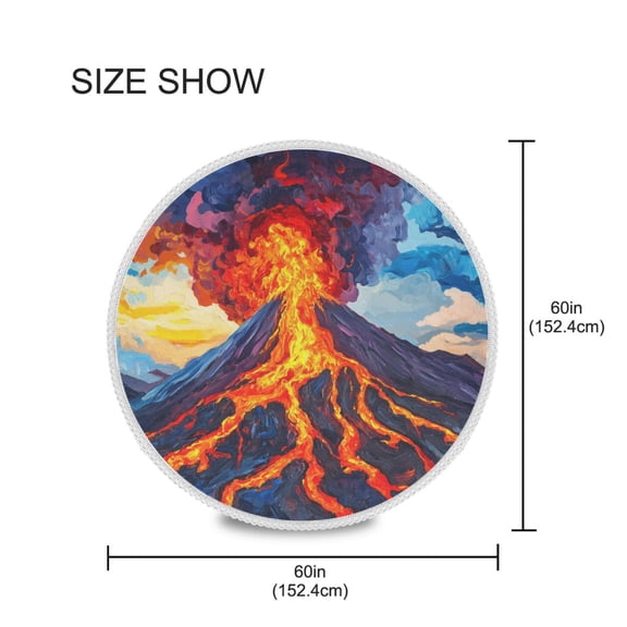 BZSMCE Round Tablecloth Oil Painting Of Volcano Pattern Tableclothes