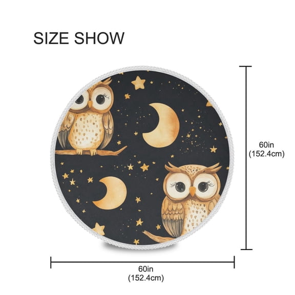 YAZAOO Round Tablecloth Owl Pattern Pattern Tableclothes