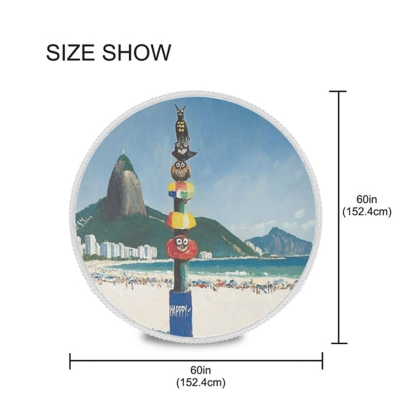 BZSMCE Round Tablecloth Owls Stand on The Pole Pattern Tableclothes