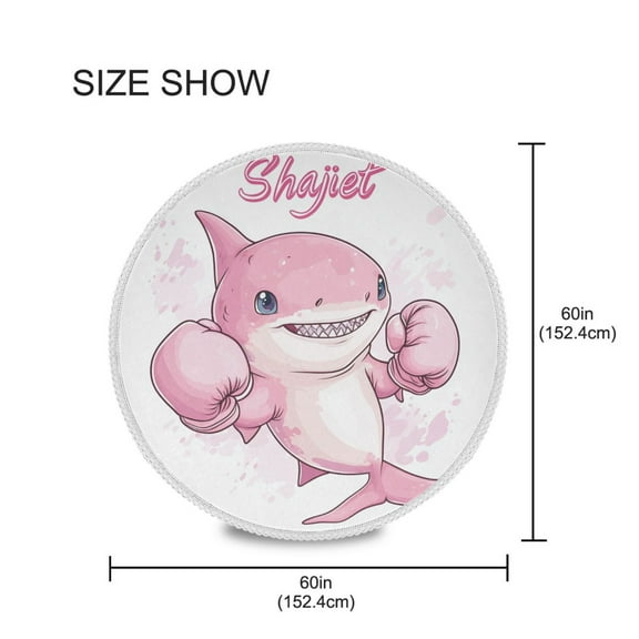 BZSMCE Round Tablecloth Pugilism Cute Shark Pattern Tableclothes