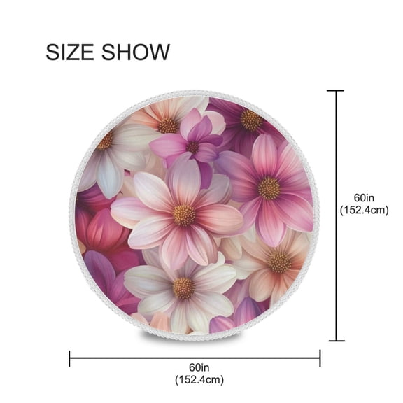 YAZAOO Round Tablecloth Purple and White Flowers Pattern Tableclothes