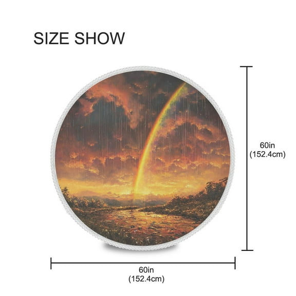 BZSMCE Round Tablecloth Rainbow After Rain Pattern Tableclothes