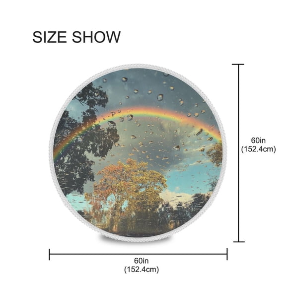 BZSMCE Round Tablecloth Rainbow Pattern Tableclothes