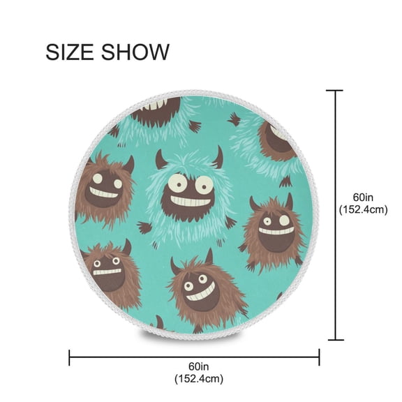 BZSMCE Round Tablecloth Shaggy Monster Cute Pattern Pattern Tableclothes