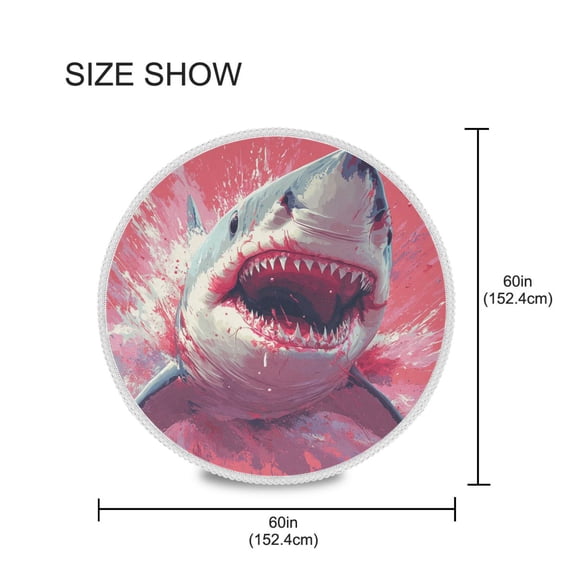 BZSMCE Round Tablecloth Sharks Jump Plainting Pattern Tableclothes