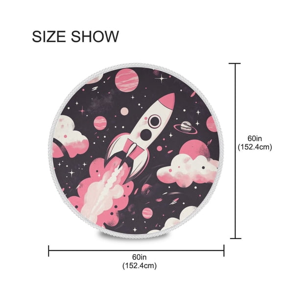 BZSMCE Round Tablecloth Spaceship Pinting Pattern Tableclothes