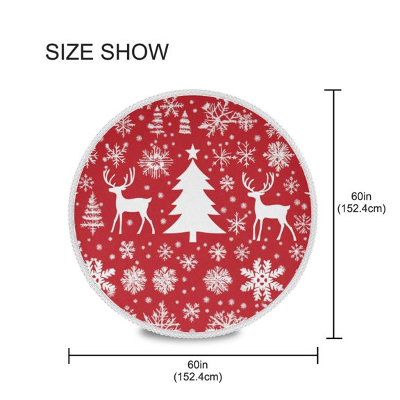 BZSMCE Round Tablecloth The Deer Sonwflake Pattern Pattern Tableclothes