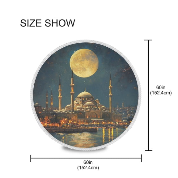 BZSMCE Round Tablecloth The Moon above The New Temple Pattern Tableclothes