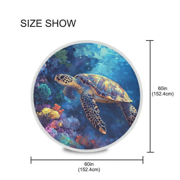 BZSMCE Round Tablecloth The Turtles Plainting Pattern Tableclothes